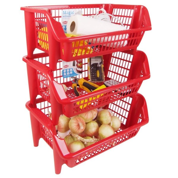 Stapelregal Stapelbox Kunststoff Küche Gemüsekorb Obstkiste Wäschekorb