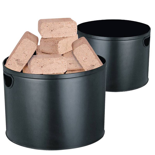 Kaminholzschalen 2er Set schwarz Kamin Holzeimer Kaminholzeimer