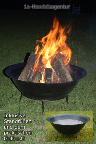 große Feuerschale 70cm Gusseisen Schale Feuer Metall Grill Feuerkorb
