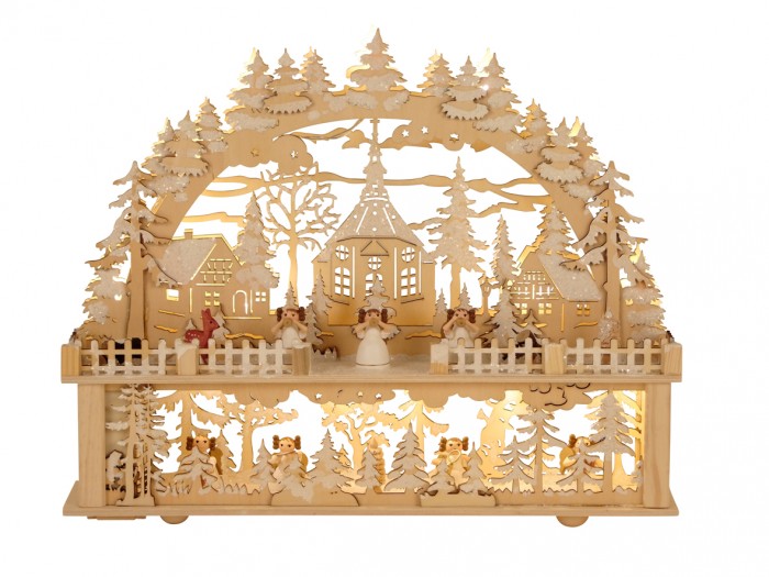 LED Holzdeko Landschaft Lichterbogen Engel Schwibbogen Weihnachten Fensterdeko eBay